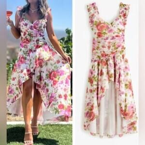 Abercrombie & Fitch Floral Ruffle Strap High-Low Maxi Dress Size S NWT chic boho